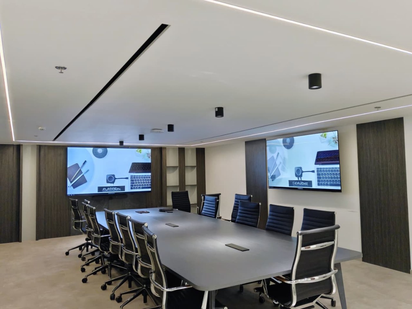 Boardroom audio visual and ELV installation by Infosys Solutions in the UAE